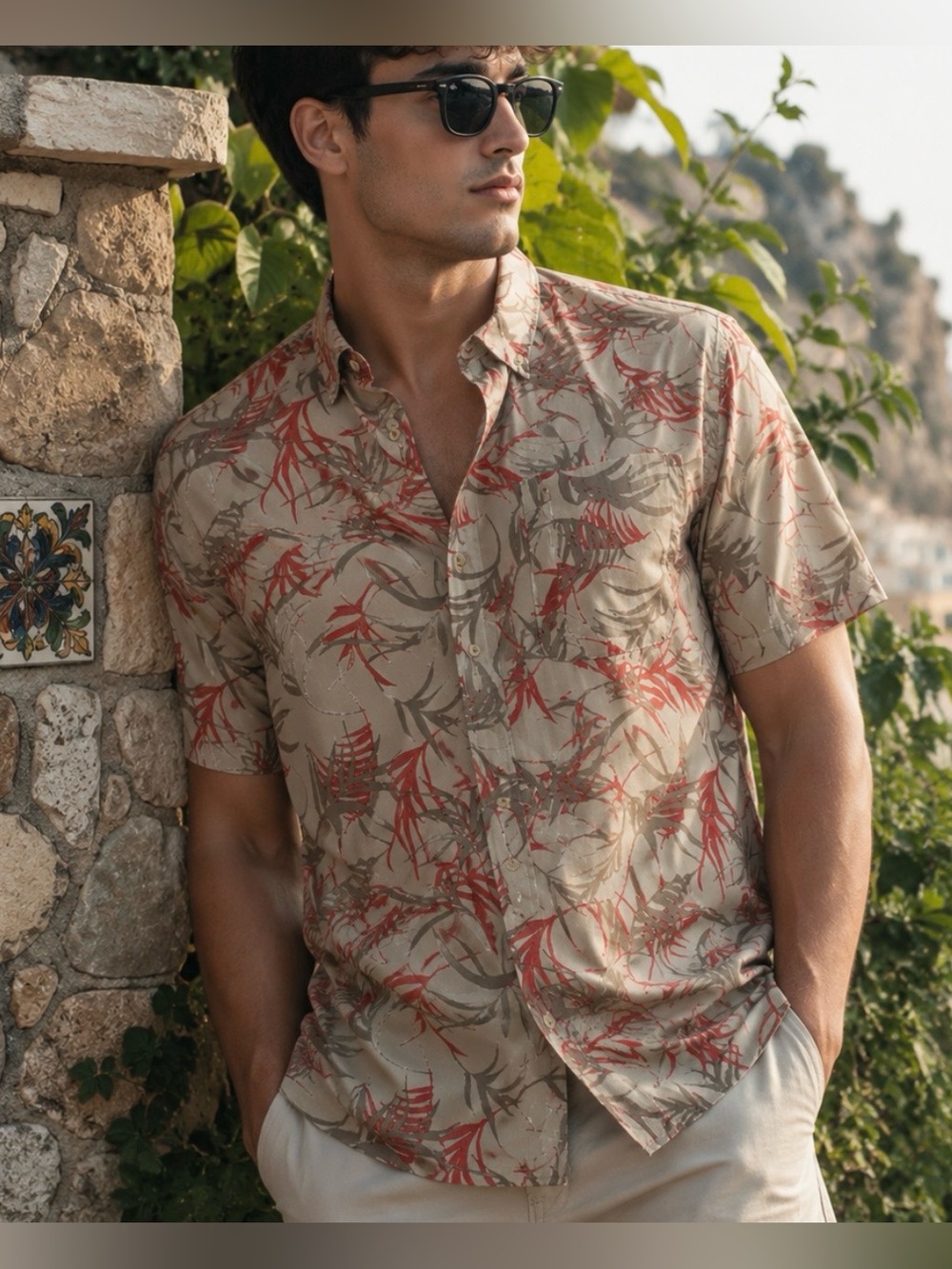 Under Armour Dockside Coho Palm Floral Button-Up Shirt | Men’s Size M